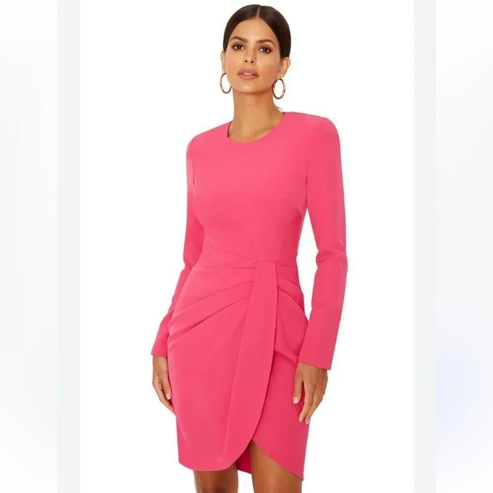 Black Halo Elegant Pink Long Sleeve Dress, US14
